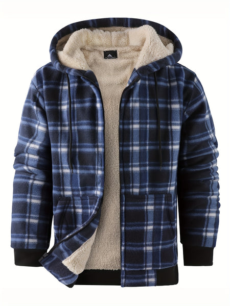 Jacket for Men Heavyweight Fleece Hoodies Thick Sherpa Lined Flannel Plaid Shirt Jacket