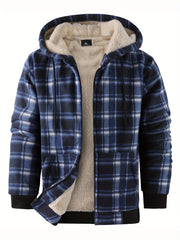 Jacket for Men Heavyweight Fleece Hoodies Thick Sherpa Lined Flannel Plaid Shirt Jacket