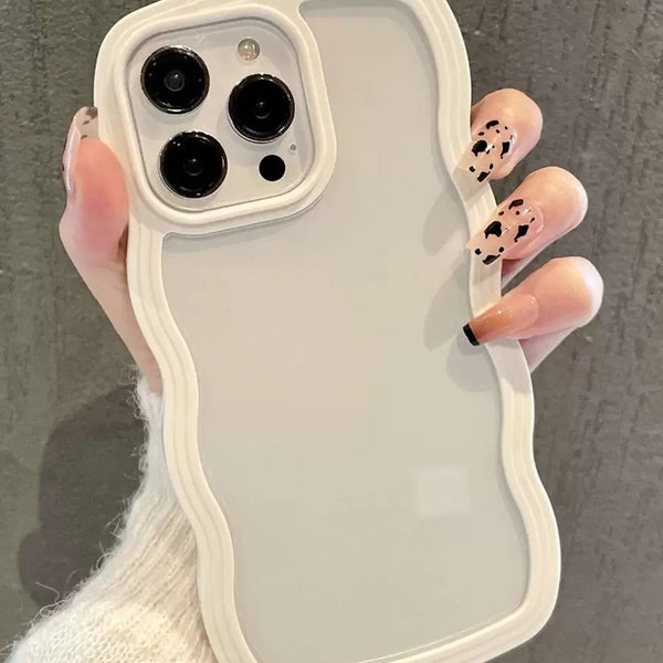 Wavy Clear White Case For iPhone 17 16 15 14 13 12 11 Pro Max Shockproof Cover