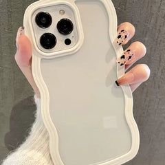 Wavy Clear White Case For iPhone 17 16 15 14 13 12 11 Pro Max Shockproof Cover