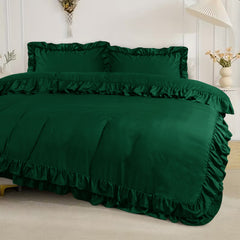 3-Piece Ruffle Frilled Duvet Cover Set – Soft, Comfortable Bedding with Pillowcases, Button Closure, Elegant Layered Design