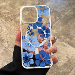 Phone Case - A Fashionable Magnetic Phone Case Adorned with Blue Floral Patterns, Compatible with for Iphone 17 Pro Max/Pro/Air, 16 Plus, 15, 14 Pro Max, 13, 12, 11, And Galaxy. A Perfect Gift for Friends, Boys, Girls, Or Family