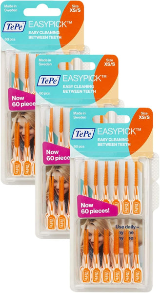 Tepe Easypick Toothpicks, Orange, ISO XS-S, 60Pcs, Dental Plaque Removal Tool, Efficient and Easy Cleaning between the Teeth, Toothpicks for Narrow Gaps