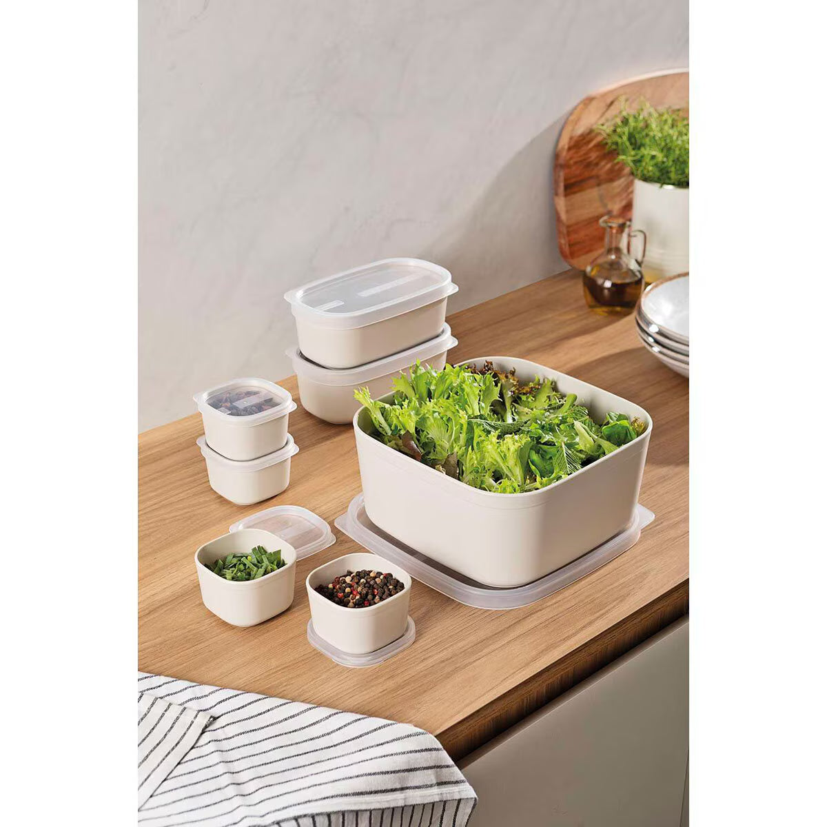 Tramontina Food Storage Set, 7 Piece - Cream