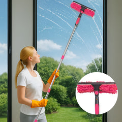 4M Window Squeegee Set Glass Cleaning Tool with Extension Poles & Washer for Indoor and Outdoor Use