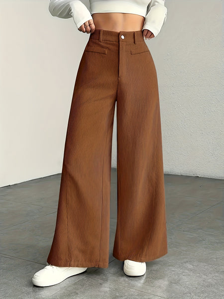 New 2pcs Set Women'S Comfortable, Stylish, Elegant High-Waisted Cargo Wide-Leg Pants