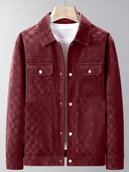 Men's Collared Shirt Thin Jacket Coat Casual Versatile Trendy High-End Workwear Top Checkered Spring/Autumn Shirt Jacket No Lining