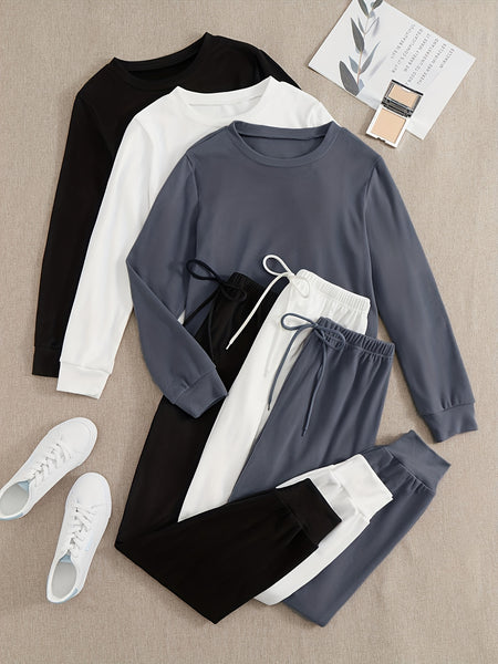 3pcs Women's Sportswear Set, Long Sleeve and Long Pants, Made of Fabric