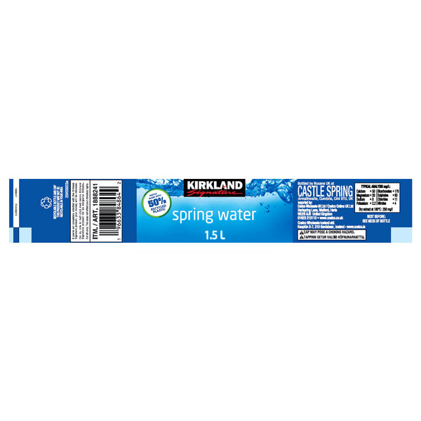Kirkland Signature Spring Water, 12 X 1.5L Pallet Deal (52 X 12Ct Cases)