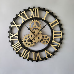 50cm European Vintage Gear Wall Clock with Large Roman Numerals, Outdoor Garden Wall Clock, Industrial Style Giant Open Face Skeleton Clock, Silent Non-Ticking Quartz Clock, Living Room Bedroom Office Kitchen Patio Bar Farmhouse Clock, Christmas & Hallowe
