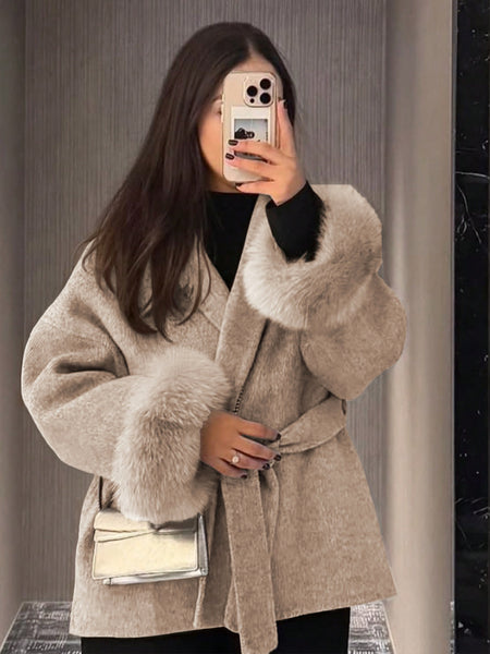 New Autumn/Winter Sophisticated Style Tie-Strap Coat for Women, Elegant and High-End, Overcoat