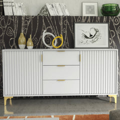 Tide Crest 140cm Modern Sideboard with Gold Accents and Storage