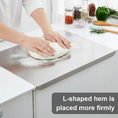 Shipping 1pc of Stainless Steel Cutting Board, a Sturdy Chopping Board Suitable for Meat, Fruits, Vegetables, Bread, And Baking, Featuring a Non-Slip Design with a Lip.