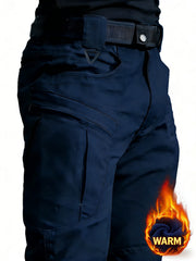 Men's -Lined Tactical Cargo Pants for Winter, New Multi-Functional Pockets, Softshell Stretch Warm Fabric, Windproof, Durable, Tear-Resistant, Suitable for Middle-Aged and Elderly, Outdoor Hiking, Travel, Snowy Weather, No Belt