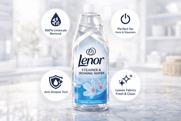 2 x Lenor Steamer & IRONING Water - 1 x SPRING AWAKENING, 1 x SUMMER BREEZE, Fabric Care Liquid for Steam Irons, Garment Steamers & Clothing Refreshing