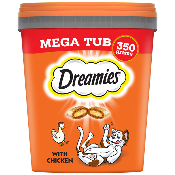4 x 350g Dreamies Adult Cat Treats Mega Tubs Chicken Cat Biscuits (1.4kg)