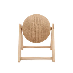 Sisal Ball Cat Scratching Board, Cat Hole Design, Triangular Support Board, Wear-Resistant Cat Scratching Ball Can Be Rotated, Cat Scratching Ball,Relief of Boredom Toys, Natural Wood