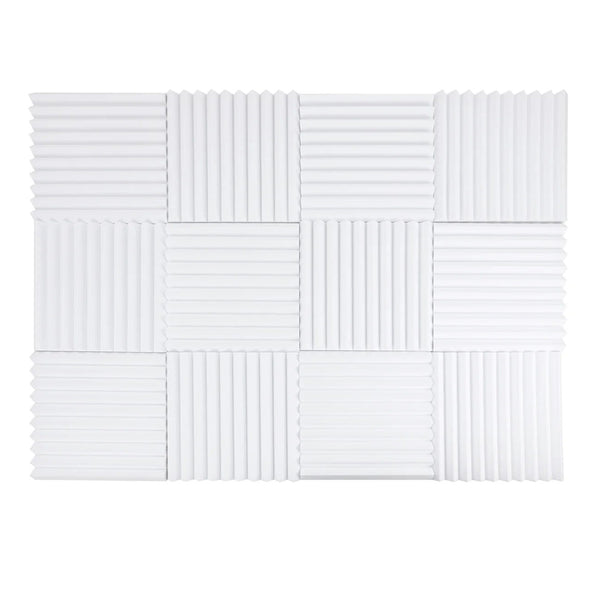 12pcs High-Density Studio Soundproofing Panels Speaker Isolation Pads Foam Mats Recording Soundproofing Materials. Suitable for Home Theater/Studio/Office, Black/White, Dimensions 30 X 30 X 2.5cm