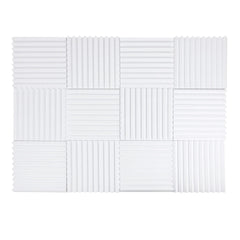 12pcs High-Density Studio Soundproofing Panels Speaker Isolation Pads Foam Mats Recording Soundproofing Materials. Suitable for Home Theater/Studio/Office, Black/White, Dimensions 30 X 30 X 2.5cm