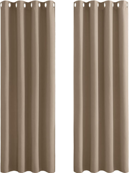 PONY DANCE Grey Blackout Thermal Insulated Curtains for Bedroom, 46 X 54 Inch Short Eyelet Curtains & Drapes, Soft Black Out 2 Panels for Window Living Room/Kitchen