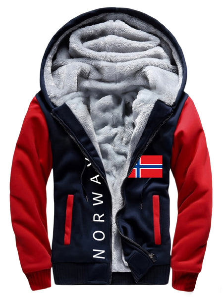 Men'S Cozy Fleece Hoodie, Stylish Color-Blocked Jacket for Autumn And Winter