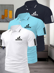 Three-Piece Summer Men'S Polo Shirt, Top, Running, Sports, Gym Breathable, Quick-Dry, Business, Casual, Vacation Polo Shirt, Fashionable Short-Sleeve Golf Shirt