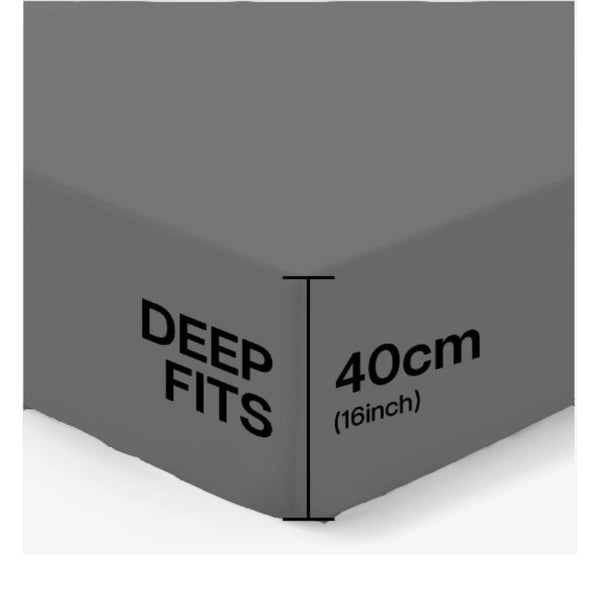 4B 40CM Extra Deep Fitted Sheets with All Around Elastic, Secure Fit for Thick & Pillow Top Mattresses, Wrinkle Resistant Bedding for Everyday Use, Easy Wash & Quick Dry, Smooth Finish for Modern Bedrooms, Durable Long Lasting Mattress Cover, Multiple Siz