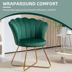 Modern Armchair, Velvet Tufted Accent Chair with Lotus Backrest, Occasional Chair with Steel Legs for Living Room, Bedroom