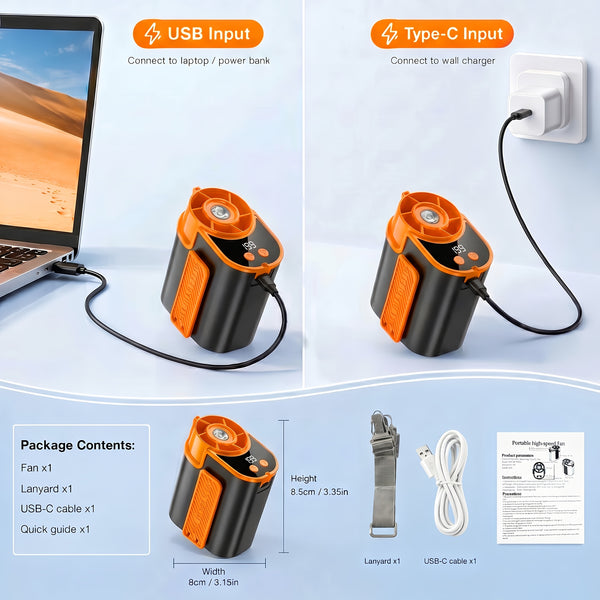 5-In-1 Cooling Fan, Waist Fan, Clamp Fan, Desktop Fan And Handheld Fan, 199 Speed Settings, with LED Display, Silent Motor, Quick Charging And Shock-Resistant Design. Father'S Day Gift, Suitable for Daily Use