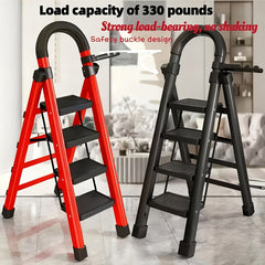 2/3/4/5-Step Ladder, Lightweight Folding Step Stool With Extra-Wide Anti-Slip Steps, 149.69 KG Capacity, Compact Space-Saving Design For Home, Kitchen.