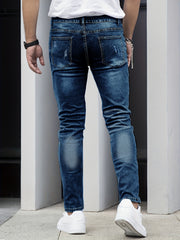 Men'S Denim Slim Fit Slimming Black Stretch Men'S Easy Casual Small Straight Leg Business Men'S Pants, Suitable for All 4 Seasons