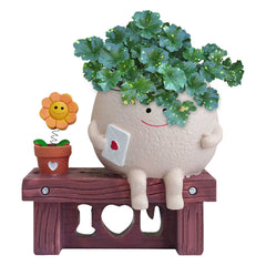Unique Sit Long Chair Succulent Pots Smile Face Planter Pot Resin Unique Cute Head Flower Planter for Indoor Outdoor Plants