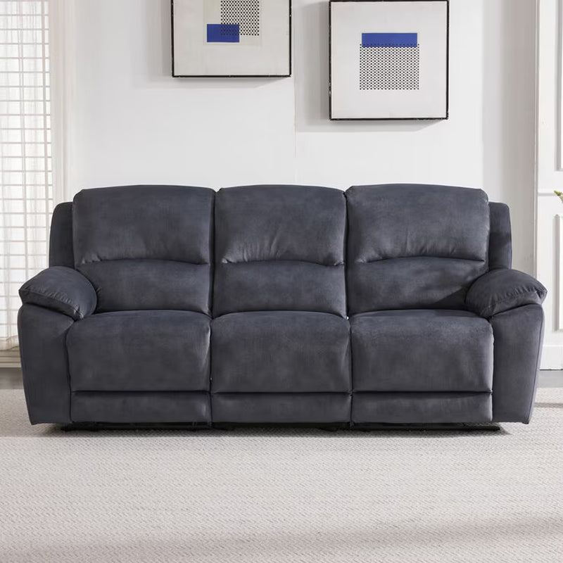 Belagio Blue Fabric Power Recliner 3 Seater Sofa