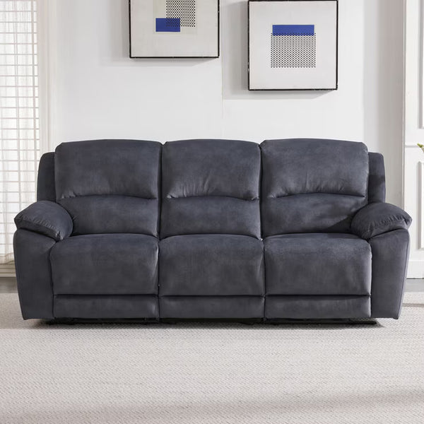 Belagio Blue Fabric Power Recliner 3 Seater Sofa