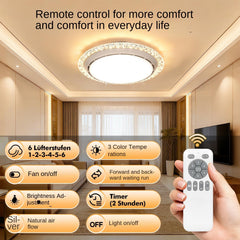 LED Ceiling Fan Light, 3-Color Dimmable Fan Ceiling Light, Suitable for Living Room, Bedroom, Kitchen, And Study Application with Remote Control, for Room Ventilation