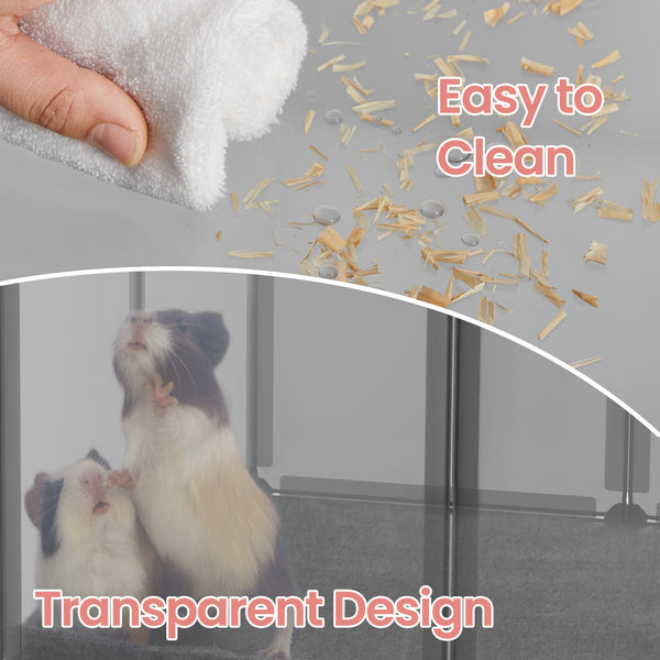 Pet Playpen, Pet Fence Indoor, Modular Animal Pen with Floor, for Hamsters, Rabbits, Hedgehogs, Ferrets