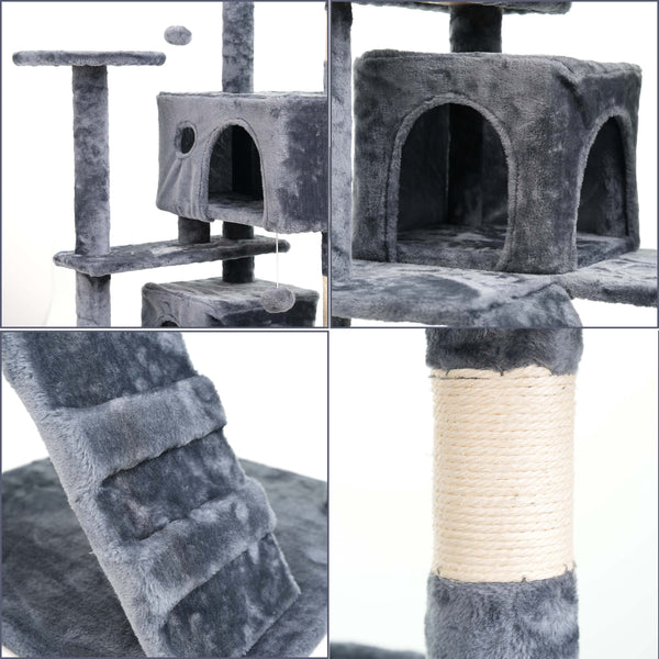 138 cm Cat Tree Tower – Multi-Level Cats Activity Centre with Scratching Posts, Condos, Ladder & Platforms – Indoor Cat Climbing House for Play, Rest & Fun
