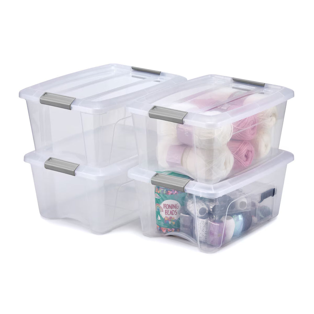 IRIS OHYAMA 15L Storage Box with Lid - 4 Pack