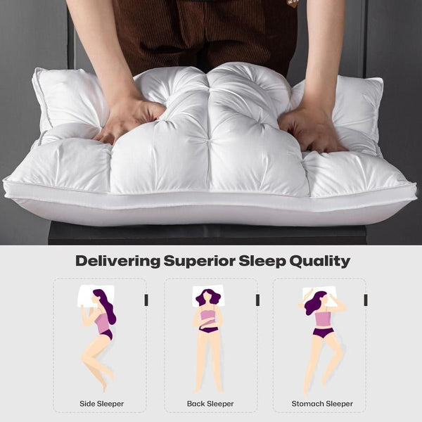 Pack of 2/1 Neck Support Pillow Cores, Hotel Quality Pillows, Moisture-Absorbent & Breathable Pillows, Comfortable Sleep Bedding for Bedrooms, Living Rooms & Home Decoration, Fashionable & Simple Style-740g/1480g