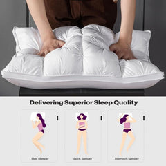 Pack of 2/1 Neck Support Pillow Cores, Hotel Quality Pillows, Moisture-Absorbent & Breathable Pillows, Comfortable Sleep Bedding for Bedrooms, Living Rooms & Home Decoration, Fashionable & Simple Style-740g/1480g