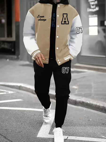 Men'S 2pcs A07 Fashion Casual Athletic Baseball Suit Set - Printed A07 Without Inner And Hat - Starry OBM