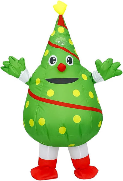Inflatable Christmas Costume for Adult Blow up Santa Claus Elf Snowman Ginger Bread Man Costum Xmas Funny Fancy Dress