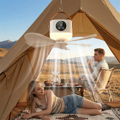 7200mAh Rechargeable Camping Fan with LED Light, USB Ceiling Tent Fan with 4 Speeds, Remote Control, Timer, Detachable Blades, Portable Outdoor Car Camping Fan