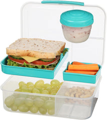 Sistema Bento Box Lunch | Bento School Lunch Box with Compartments | 1.65 L | Food Storage Container in Minty Teal | 1 Count