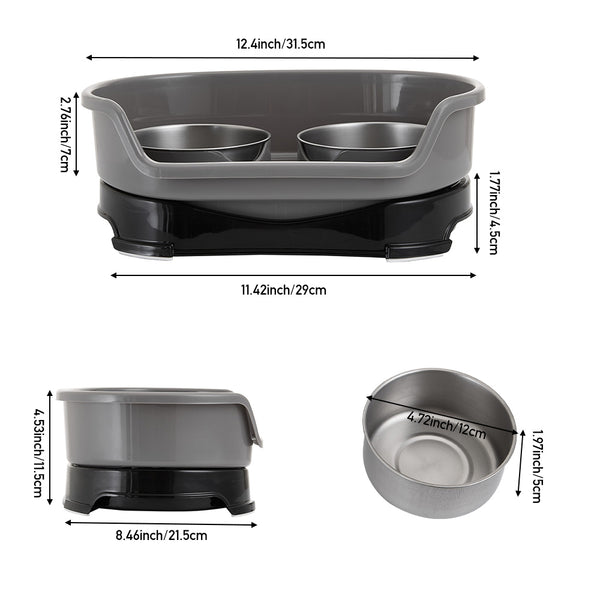 Raised Dog Bowls for Cats and Dogs, Elevated Dog Cat Food and Water Bowls Stands Feeder Dishes with 2 Stainless Steel Bowls, 2 Colours Available