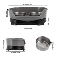 Raised Dog Bowls for Cats and Dogs, Elevated Dog Cat Food and Water Bowls Stands Feeder Dishes with 2 Stainless Steel Bowls, 2 Colours Available
