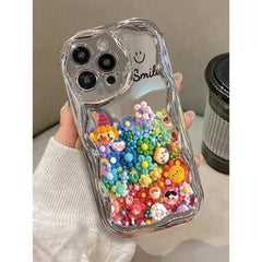 A Soft Protective Phone Case for Iphone 16/15/12/13/14 Featuring a Smiling Face Cartoon Design with an Electroplated Cream Pattern, Ideal for Women. It Is Shock-Proof, Stylish, And Thick.