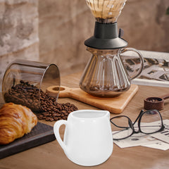4pcs 50/ 100ml Ceramic Creamer Jugs - Porcelain serving jugs with milk spoons, Sauce jugs, Sauce boats, Pottery creamer jugs with handles for kitchen, coffee and tea - perfect for sauces, syrups and creams (white)