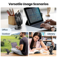 TOPK Mini USB Desk Fan, 3-Speed Adjustable Airflow, Low Noise Quiet Operation, 360° Flexible Rotation, Compact Portable Design for Home, Office & Bedroom
