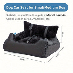 Comfortable Car Seat for Small Dogs And Cats, Featuring a Safety Leash, Storage Pocket, And Non-Slip Base, Perfect for Safe Travel (Black, 50X50X20Cm)